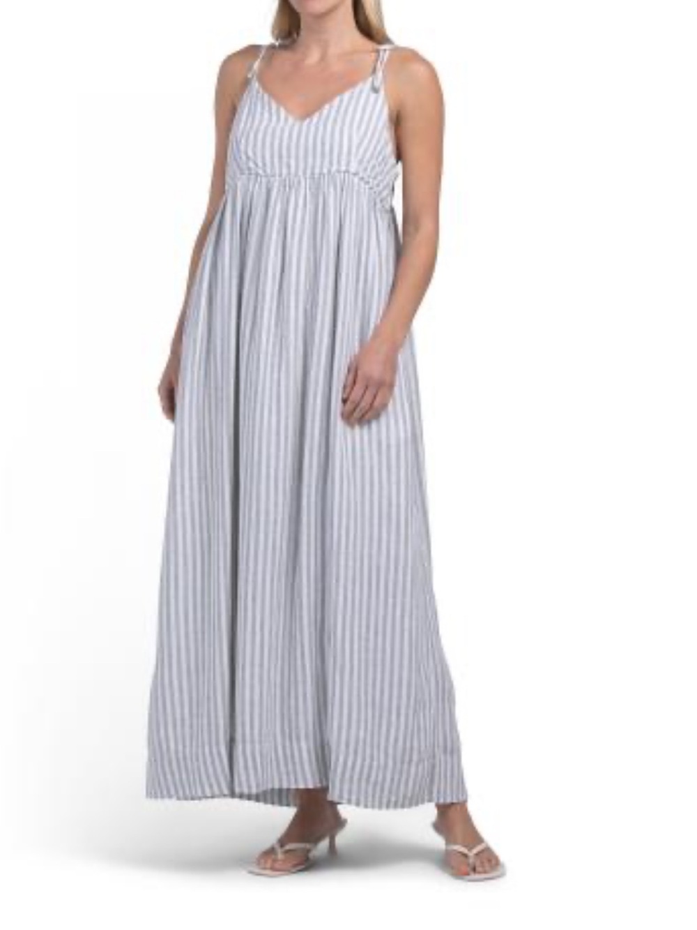 Women’s Striped Maxi Dress with Adjustable Straps